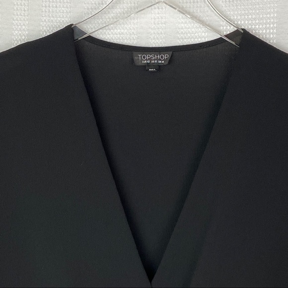 🎉TopShop Black Front Knot Long Sleeve Blouse Size 10 - Picture 8 of 8
